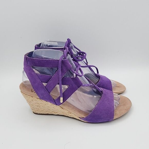 Vionic Noble Purple Tansy Espadrille Strappy Sandals Women's Sz 7 Wedge Heel - Picture 4 of 9